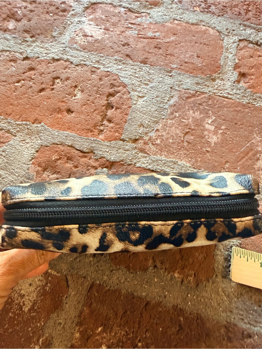 London SOHO Leopard Print Makeup Bag Clutch Brown/Black - Picture 8 of 11